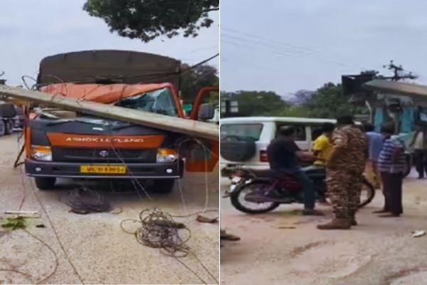 रांची में बड़ा हादसा : चलती CRPF वैन पर गिरा बिजली का पोल, चालक घायल CRPF