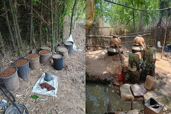 शराब माफियाओं पर पुलिस का वार, 15 किलो महुआ जब्त शराब