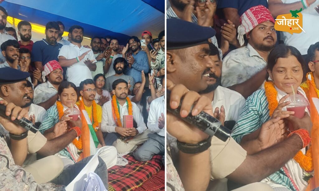कोतवाली थाना प्रभारी सनोज चौधरी ने जूस पिलाकर तुड़वाया छात्रा सबिता का अनशन