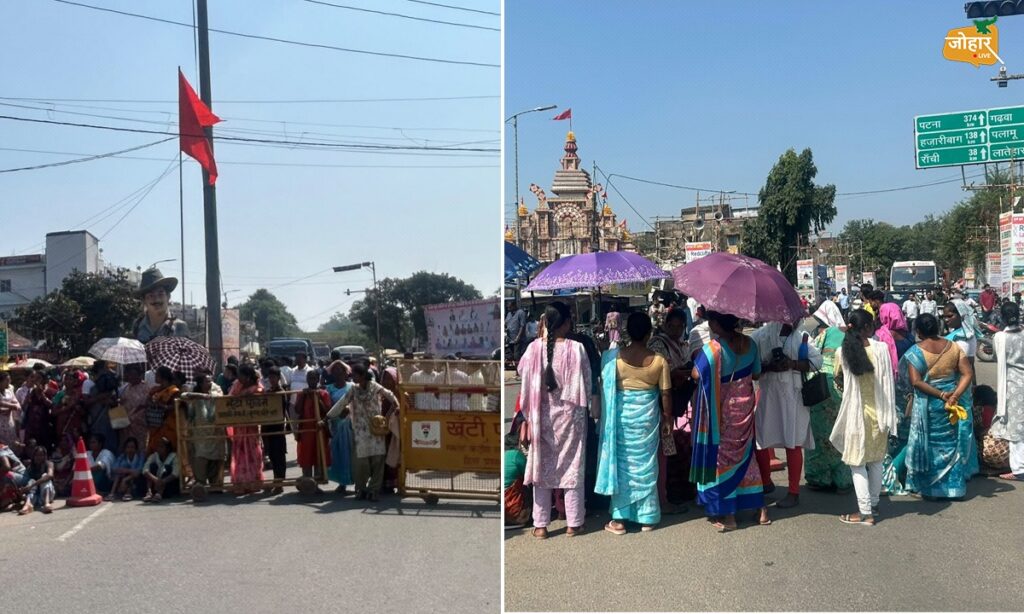 खूंटी बंद: फादर बेनेदिक बारला पर हमले के विरोध में भगत सिंह चौक पर सड़क जाम, आरोपियों की गिरफ्तारी की मांग